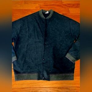 ASOS Design, men's oversized jersey bomber jacket, green acid wash size medium